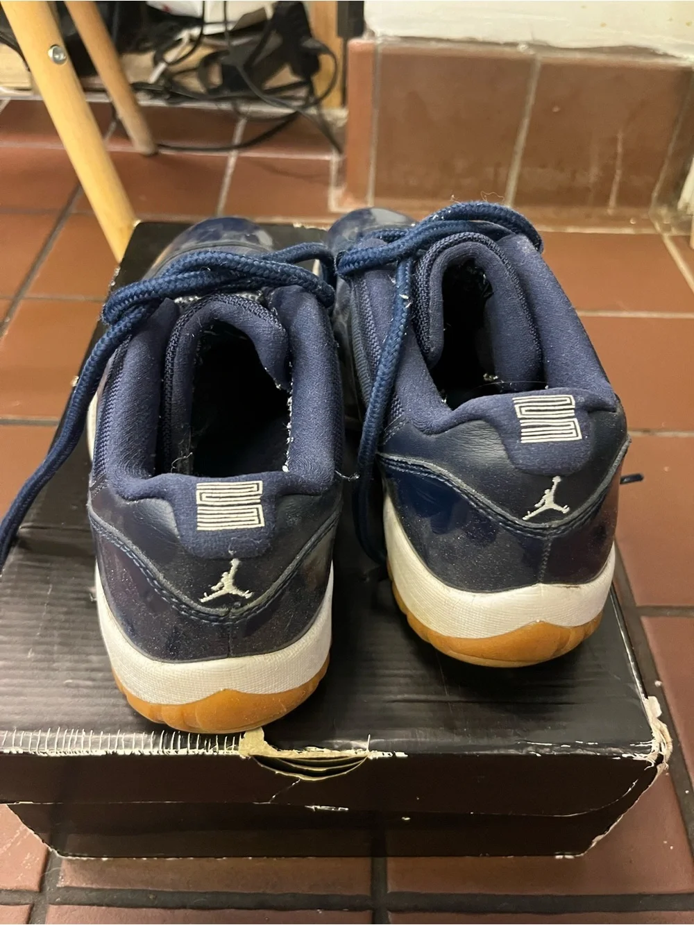 Jordan Low-Top Sneakers in Navy with Gum Sole